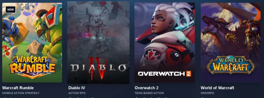 Blizzard- site to download video games online