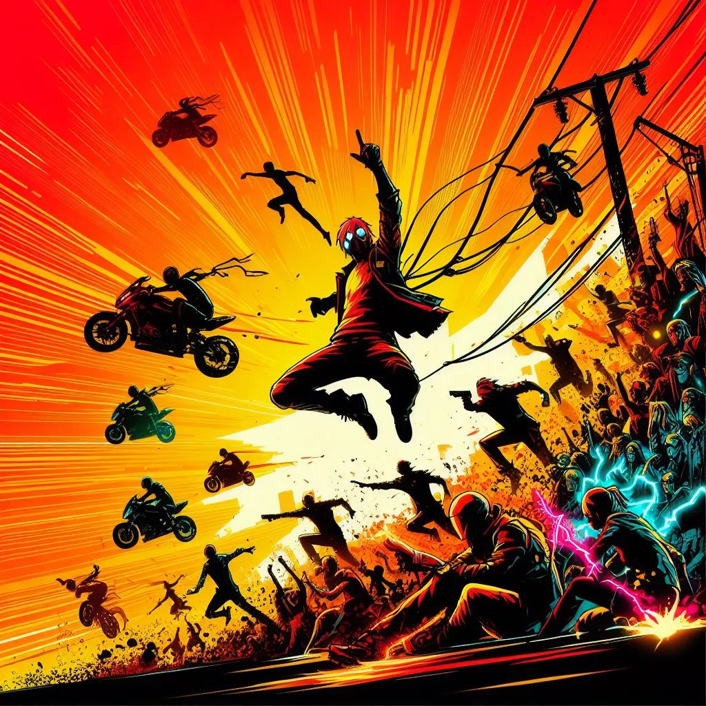 Sunset Overdrive Action Silhouettes Energize Chaos