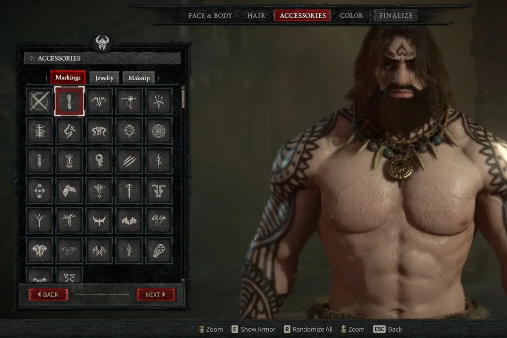 Extensive Character Customization in diablo iv