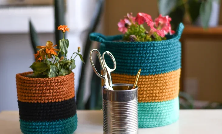 Recycled Tin Can Baskets easter crafts ideas 2024