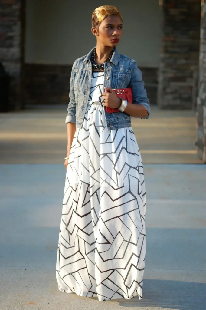 Maxi Dress and Denim Jacket spring outfit ideas