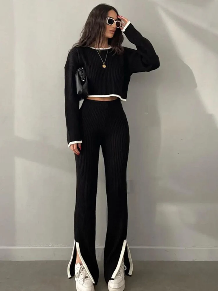 Cropped Trousers and Sweater Set