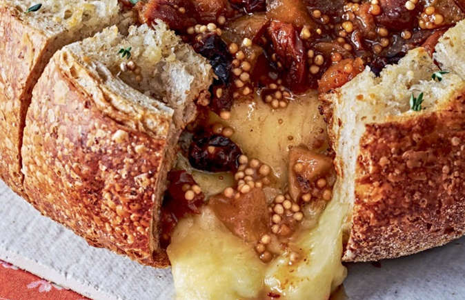 Baked brie bread bowl