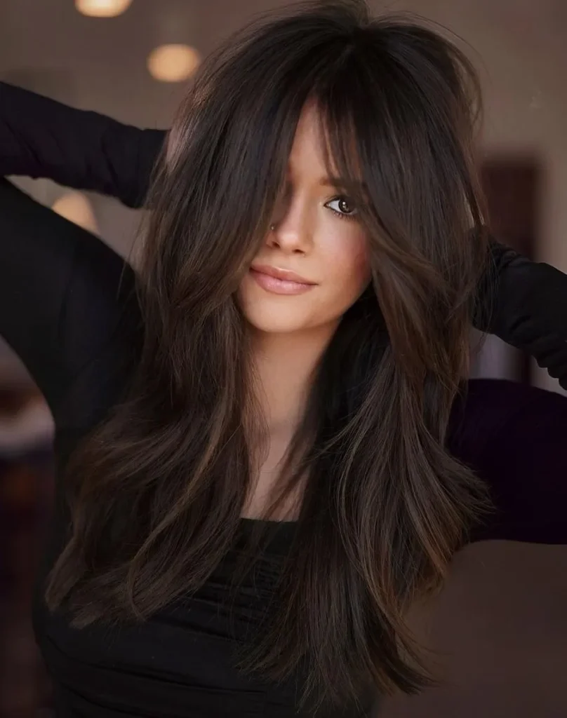 Long Layered Haircut with Wispy Bangs