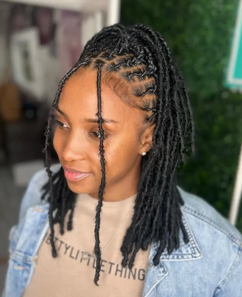  Twisted Ponytail with Fringe Locs