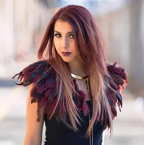 8. Light Burgundy Ombre Hair
