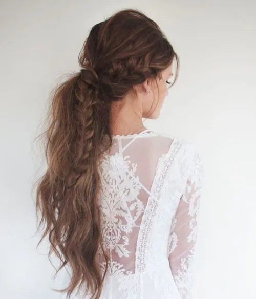 Perfectly Undone Half Braid Ponytail