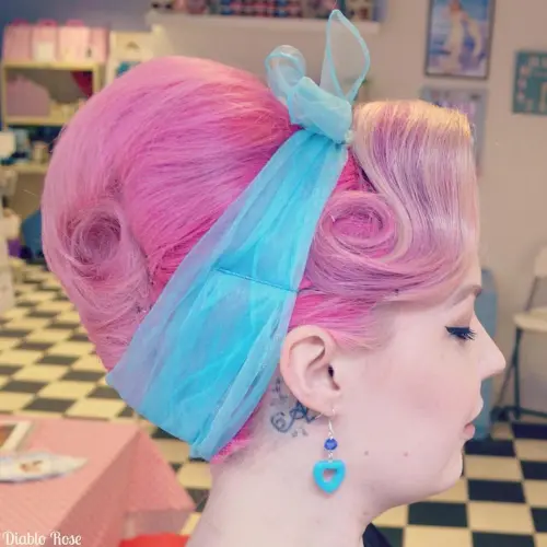  Pink Beehive Updo with a Band