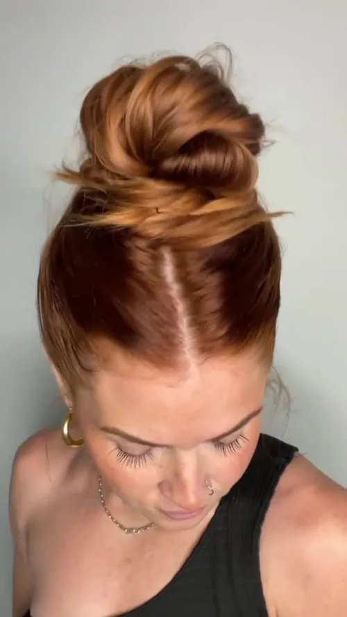 Messy Bun with a Middle Part