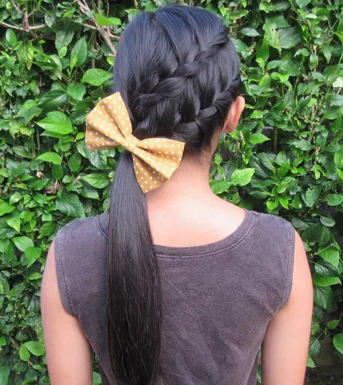 Diagonally Braided Ponytail