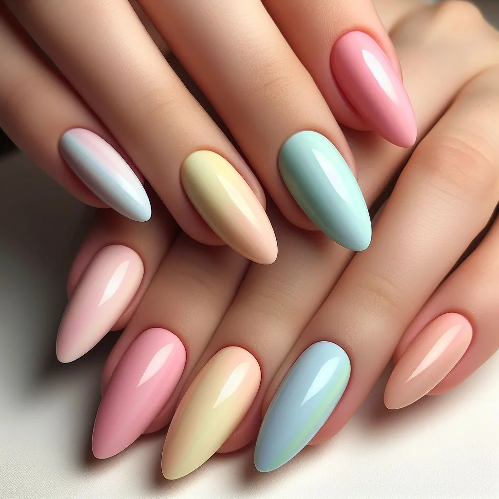 Pastel Rainbow Nails