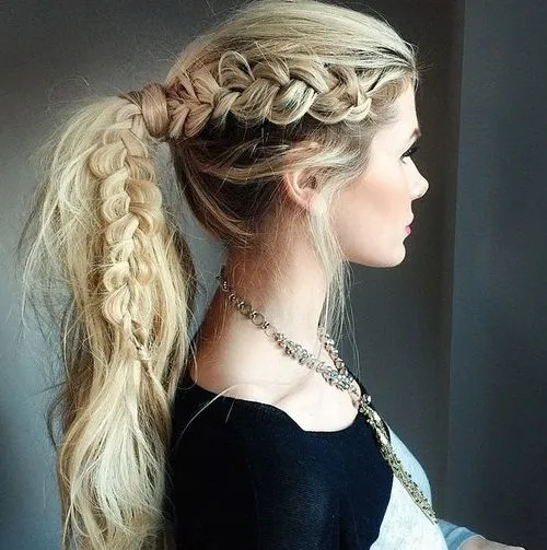 Messy Pony with Lace Braid