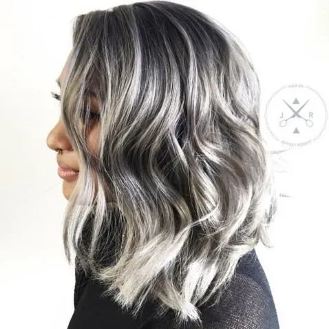 Silver and Gray Highlights on Black Hair