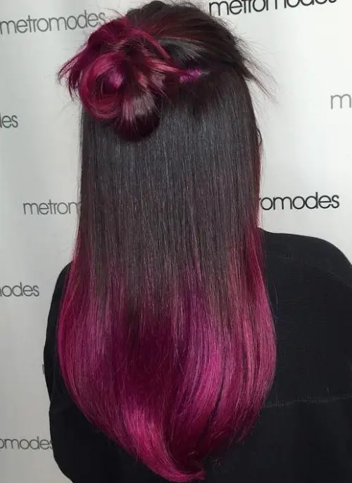 7. Sleek Fuchsia Ombre for Black Hair
