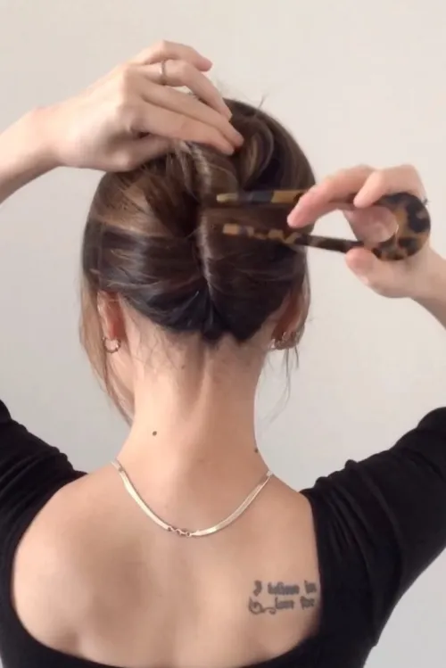 2. Quick and Easy Updo with a U Pin