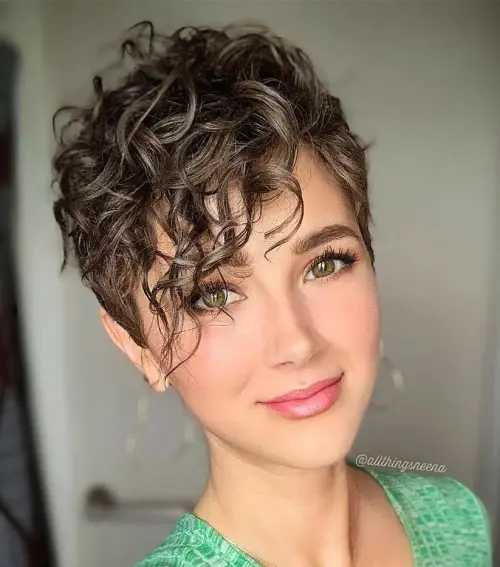  Cute Pixie with Curly Bangs