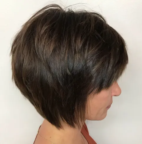 9. Tapered Shaggy Chocolate Brown Bob