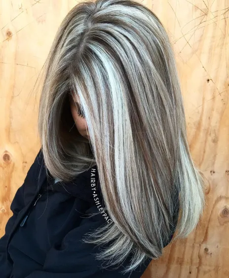 Light Brown and Silver Balayage Hair