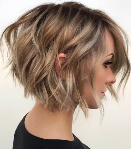 Tousled Wavy Bob for Fine Hair