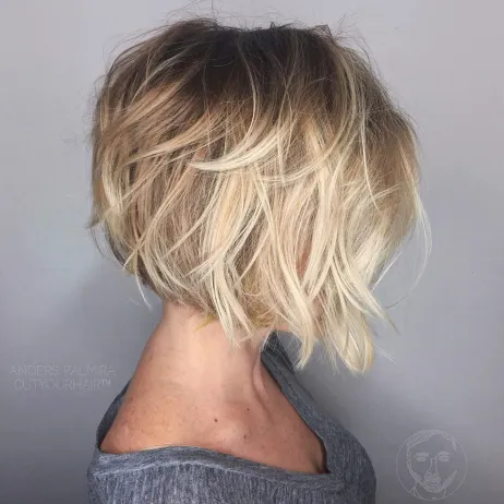 9. Inverted Bronde Bob with Swoopy Layers