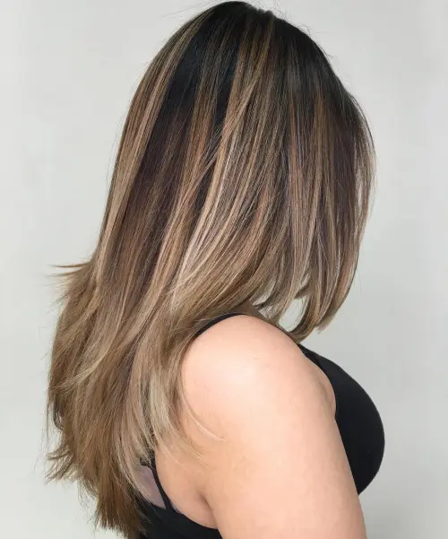 5. Feathered Cut with Sandy Highlights