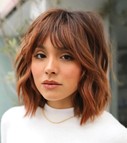  Long Bob with Bangs and Waves