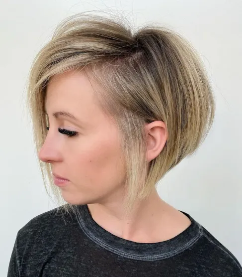 Short Blonde Bob with Dark Roots