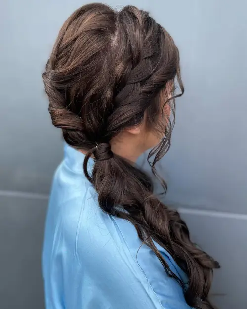  Messy French Braid Side Ponytail