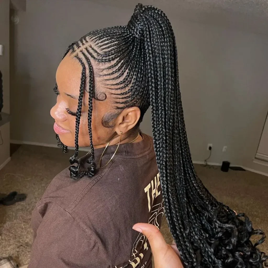 Waist-Length Ponytail with Bangs