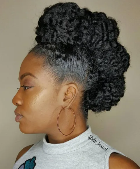 11. Chic Natural Mohawk Updo