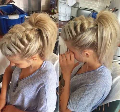 Large and Loose Braid with a High Pony