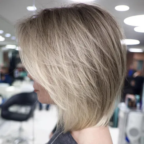 Collarbone Ash Bronde Bob with Wispy Layers