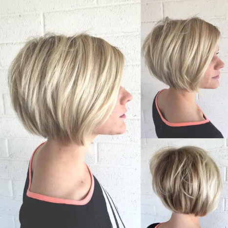 . Stacked Choppy Blonde Bob