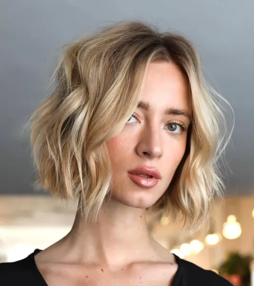  Long Bob with Bangs and Waves