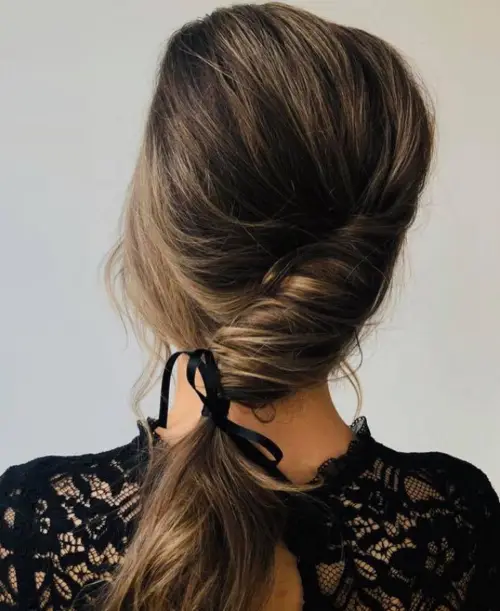 . Low Braided Ponytail