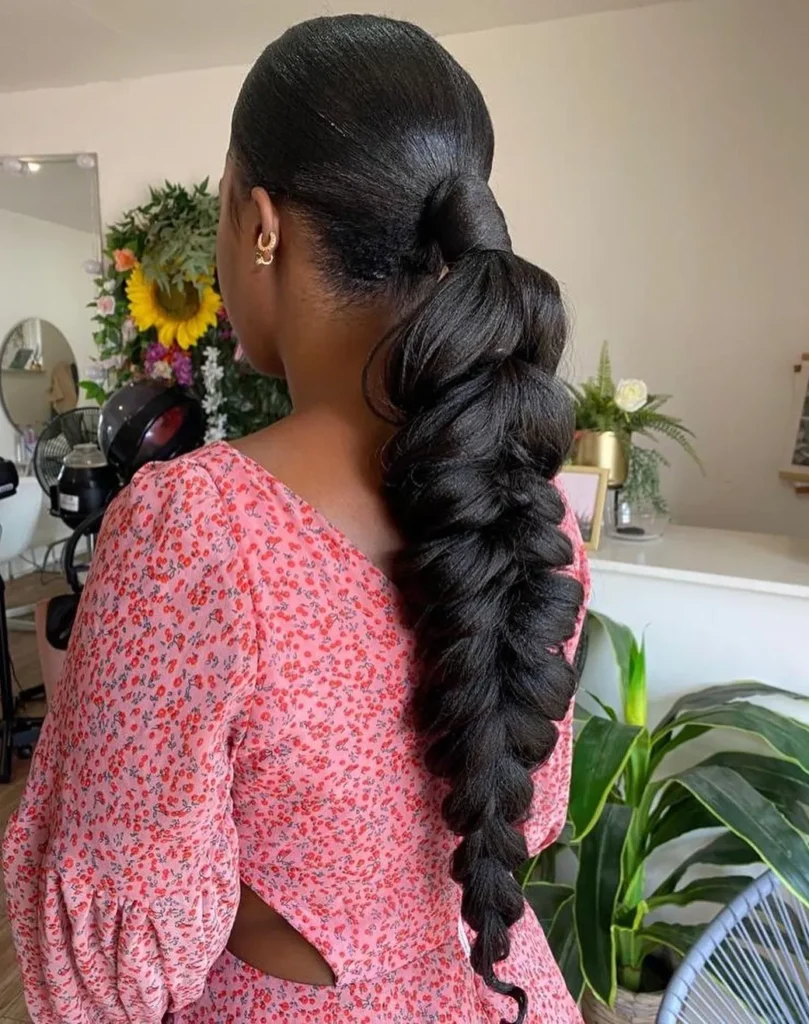 Low Ponytail with Voluminous Braid