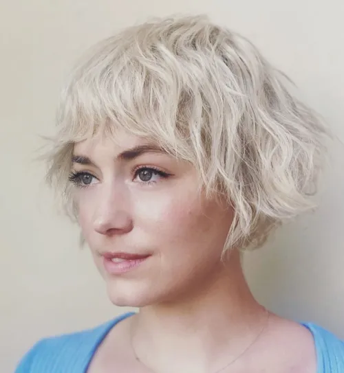 8. Shaggy Platinum Blonde Pixie Bob