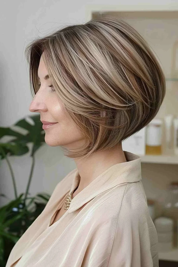 Stacked Feathered Bob Cut