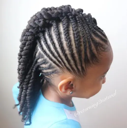 1. Cornrow Twisted Mohawk
