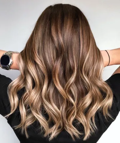 2. Shiny Golden Bronde Balayage Hair
