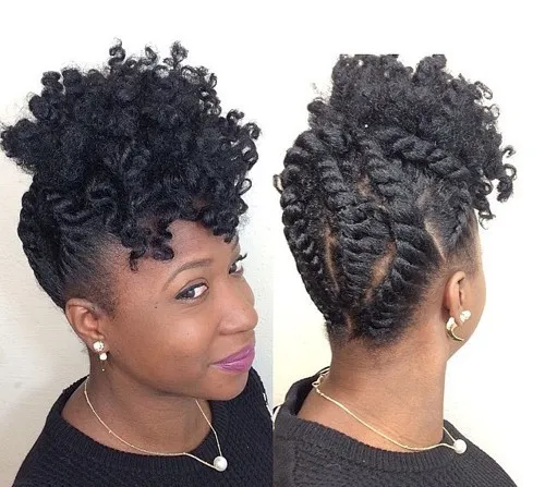 1. Twisted Updo Hairstyle for Black Hair
