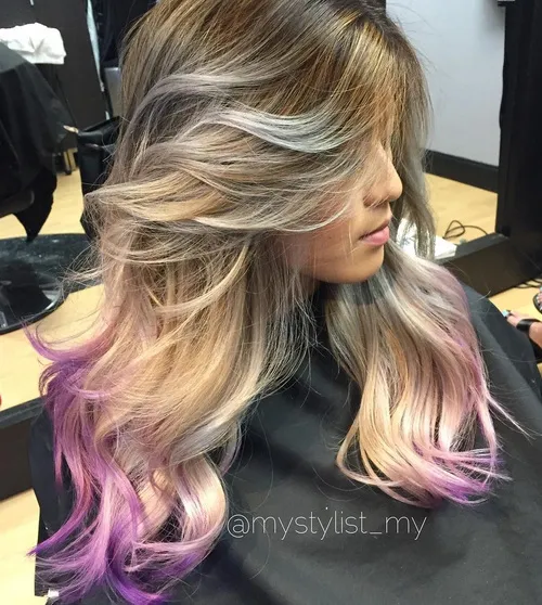 10. Lavender Ombre for Dark Blonde Waves
