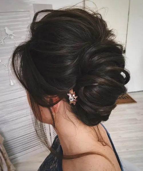 10. Tousled Updo for Long Hair
