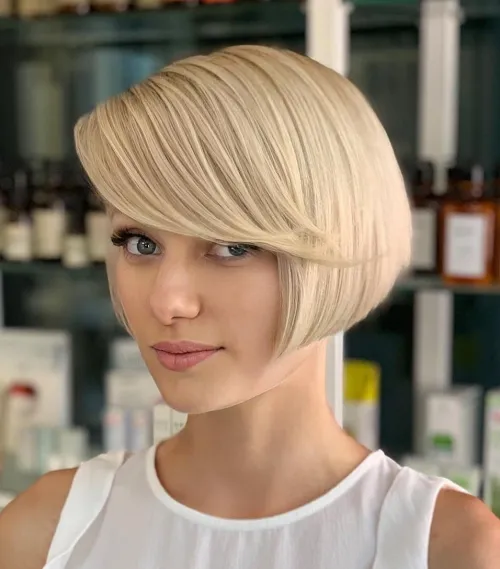 10. Sleek Box Bob with Side Bangs
