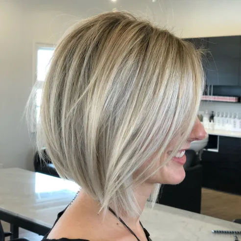 19. Tousled Blonde Bob with Textured Ends
