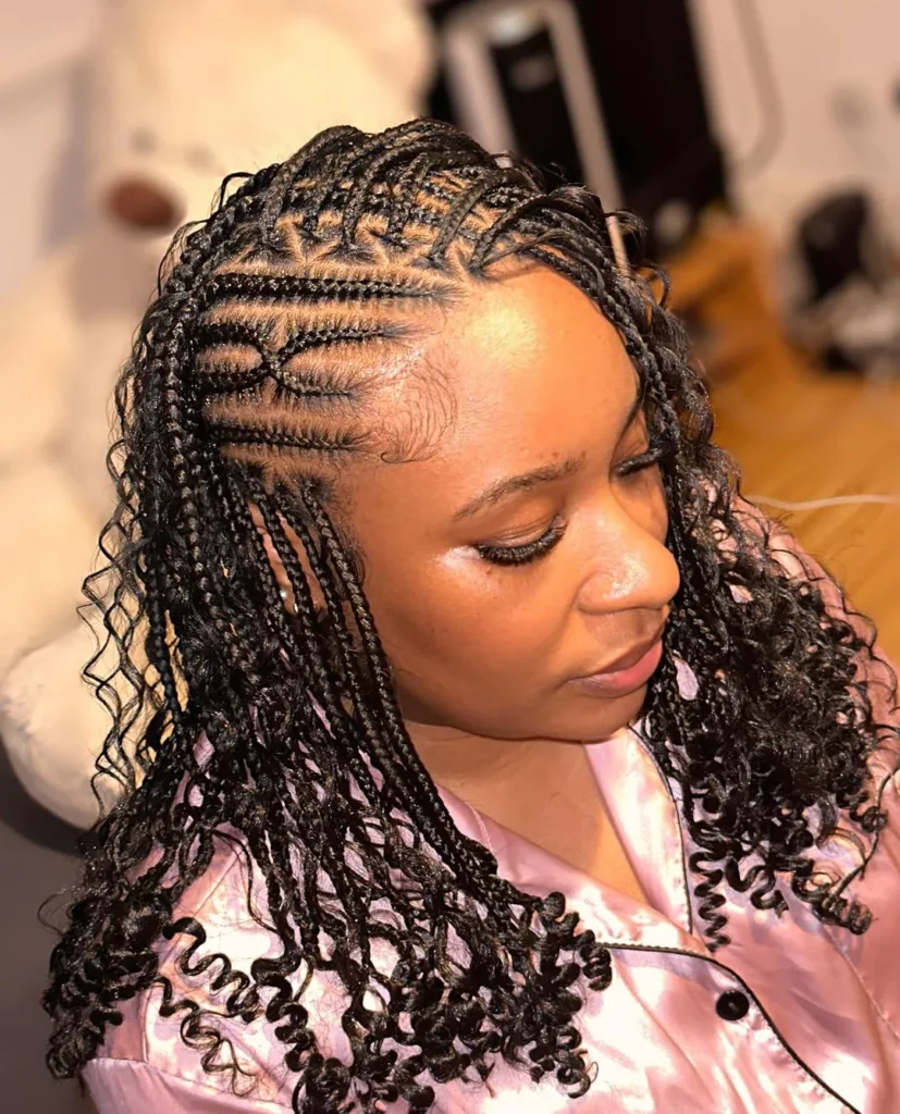 12. Fulani Braids with Curly Ends
