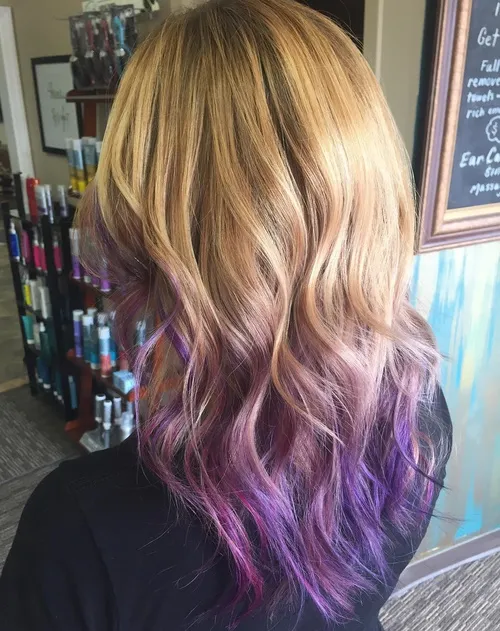 12. Layered Cut with Purple Ombre-ed Ends
