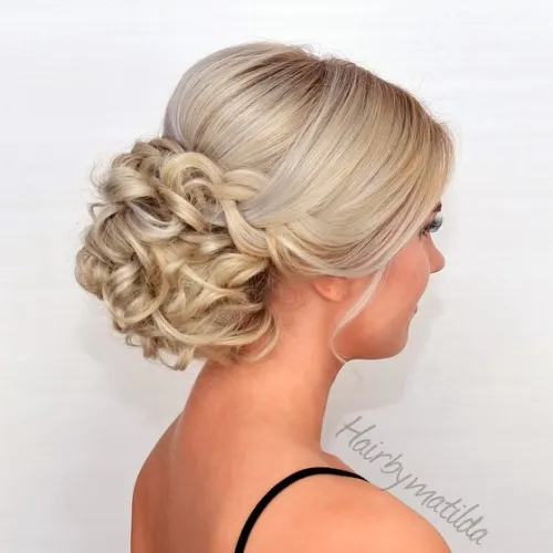 15. Chic Waterfall Braid Updo
