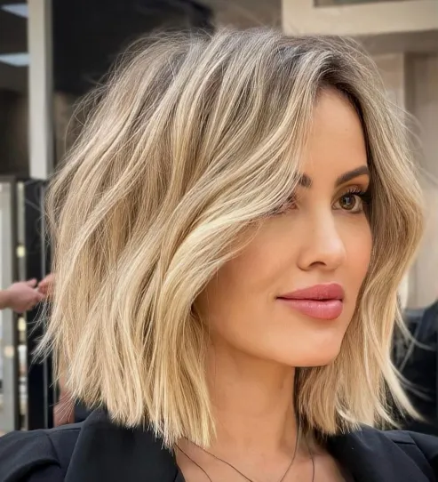 12. Long Blonde Wavy Bob Haircut
