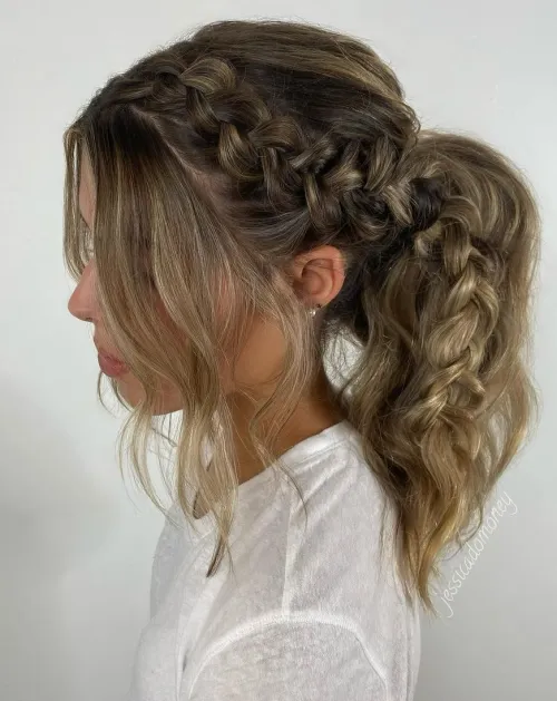 18. High Ponytail with an Inverted French Braid
